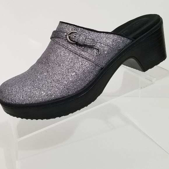 Lands' End Shoes - Lands End Silver Glitter Clogs Mules